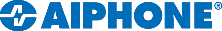 Aiphone logo with blue text and a circular icon featuring a pulse signal inside.