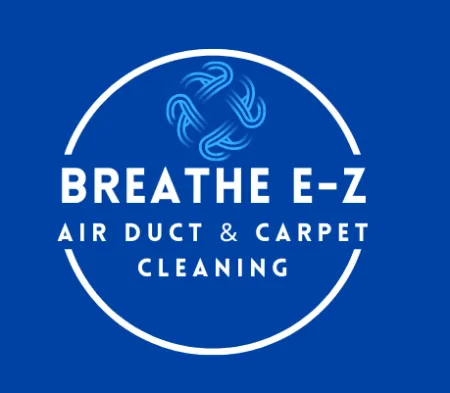 Breathe E-Z logo with a blue background and white text for air duct and carpet cleaning services.