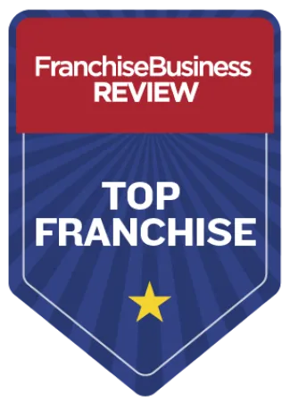 Franchise Business Review Top Franchise badge with blue background and gold star at the bottom.