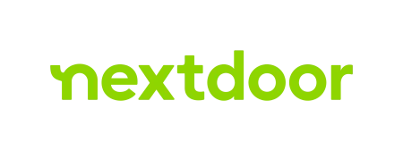 Nextdoor logo in bright green lowercase letters on a black background