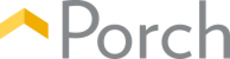 Porch company logo with yellow upward arrow and gray text spelling Porch