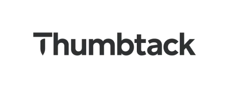 Thumbtack logo in black on a transparent background, modern and clean design
