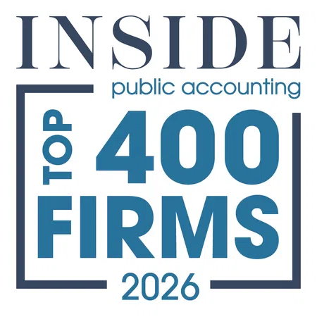 Inside Public Accounting Top 400 Firms 2026 badge with bold blue and navy text on white background