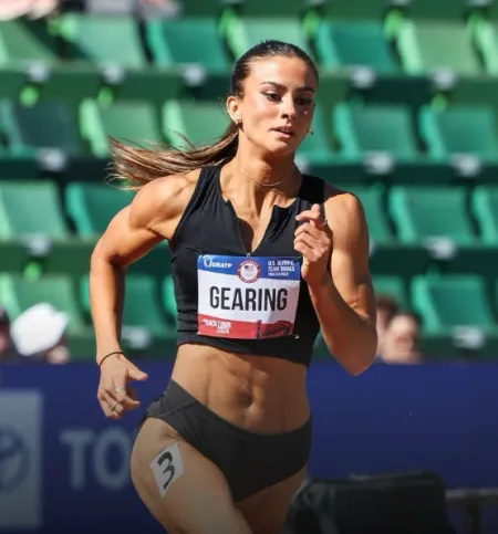 a woman running in a race