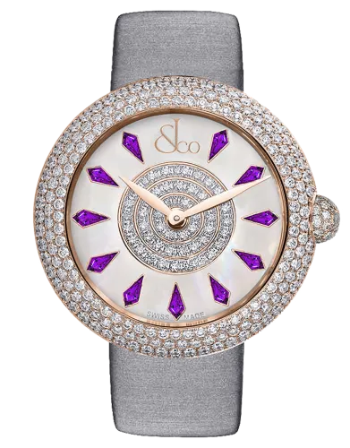 Brilliant Half Pave Rose Gold Amethyst Sapphires 44mm