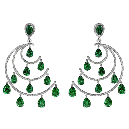 Crescent Moon Green Topaz Chandelier