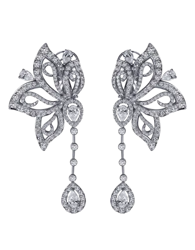 White Diamond Papillon Earrings