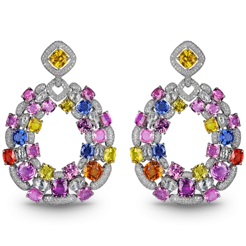 Multi-color Sapphire Drop Earrings