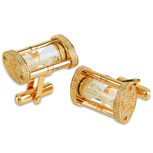 Yellow Gold Pave Hour Glass Cufflinks