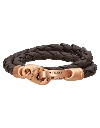 Perfect Fit Bracelet Double Strap Rose Gold Dark Brown Leather Matte Finish