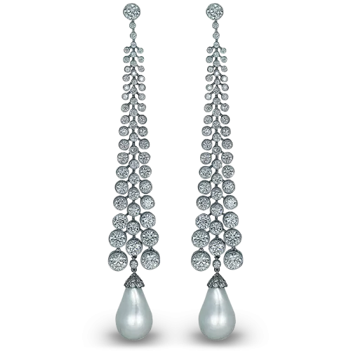Pearl Diamond Drop Earrings