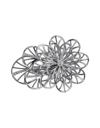 Half Pave White Gold Flower Cocktail Ring