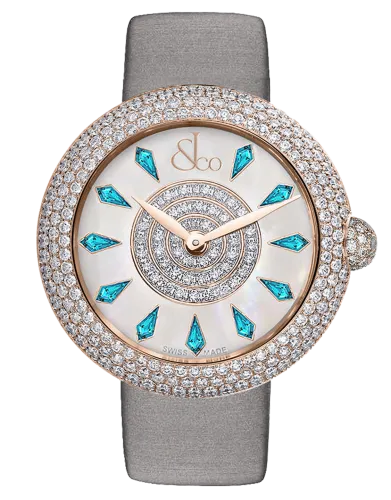 Brilliant Half Pave Rose Gold Icy Blue Sapphires 44mm