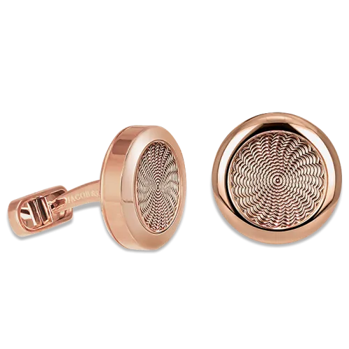 Circular Cufflinks Wavy Rose Background
