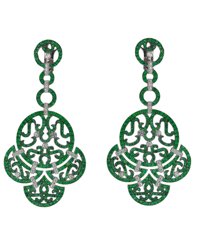 Lace White Gold Emerald Lace Earrings