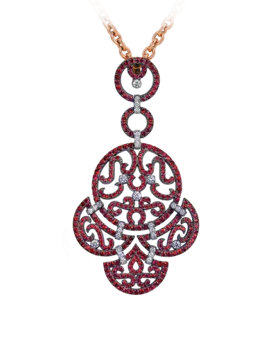 Lace Rose Gold Ruby Lace Pendant