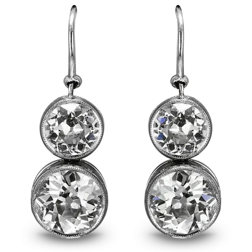 Round Diamond Drop Earrings