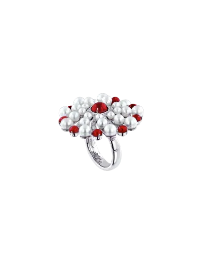 Infinia Pearl Cabochon Rubies Ring