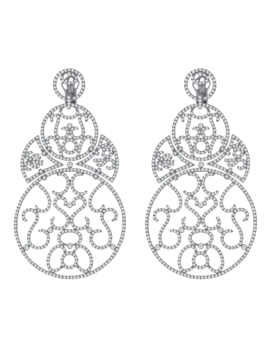 Lace Large Size White Gold Diamond Lace Earrings