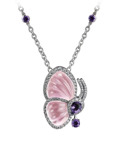 Papillon Necklace with Pink Quartz
