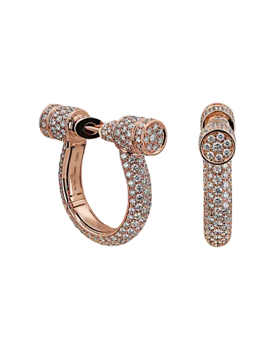 Rose Gold Estribo Full Pave Diamond Earrings