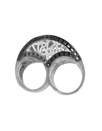 Two Finger White Gold Cocktail Ring