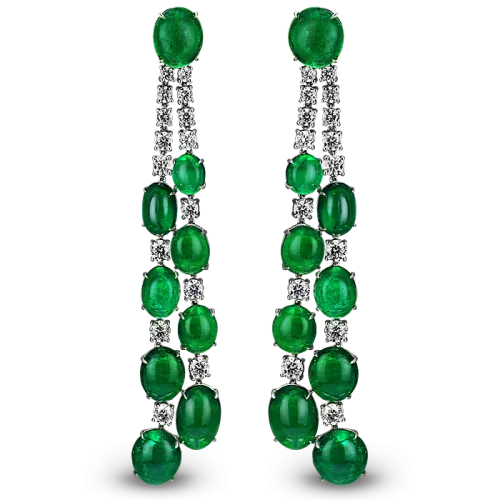 Platinum Emerald Drop Earrings