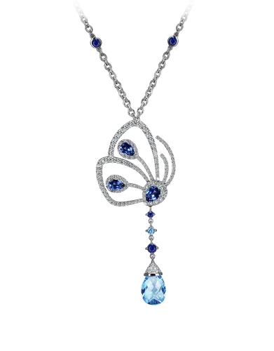 Papillon Necklace with Blue Sapphire
