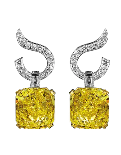 Fancy Intense Yellow Diamond Drop Earring