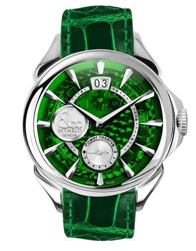 Palatial Classic Manual Big Date Green Mineral Crystal Dial - Steel