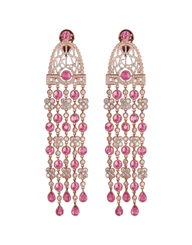 Jezebel Pink Sapphire and White Diamond Earrings Long