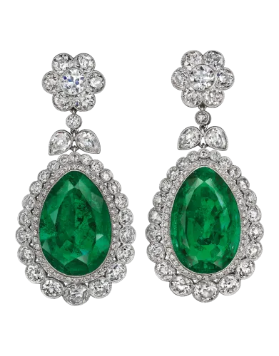 Old Mine Natural Colombian Emerald Drop Earrings