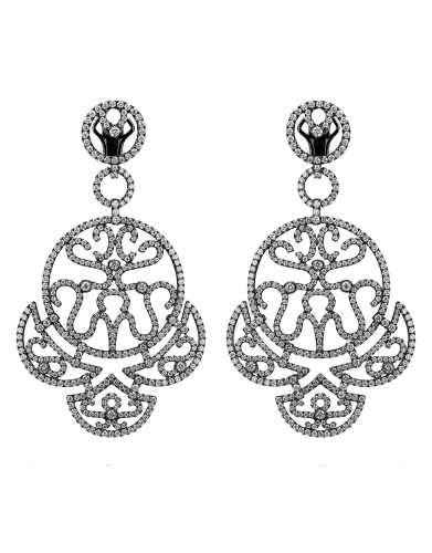 Black Plated Diamond Lace Chandelier Earrings