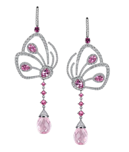 Pink Tourmaline Papillon Earrings