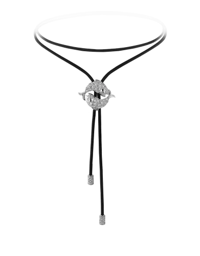 Zodiac Pisces String Necklace White Gold Diamond