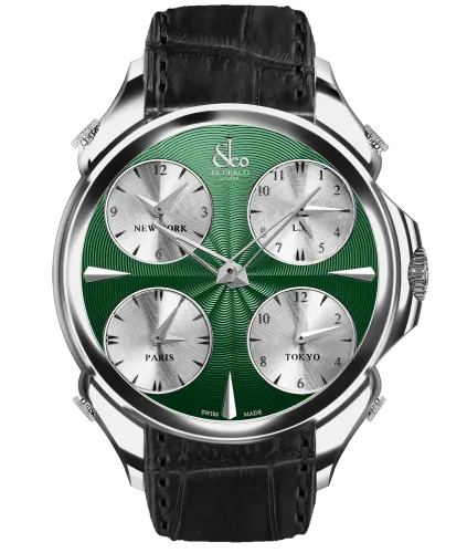 Palatial Five Time Zone Green Nickel Dial