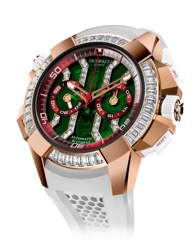 Epic X Chrono Baguette Rose Gold Green Mineral Crystal Diamond-Set Dial