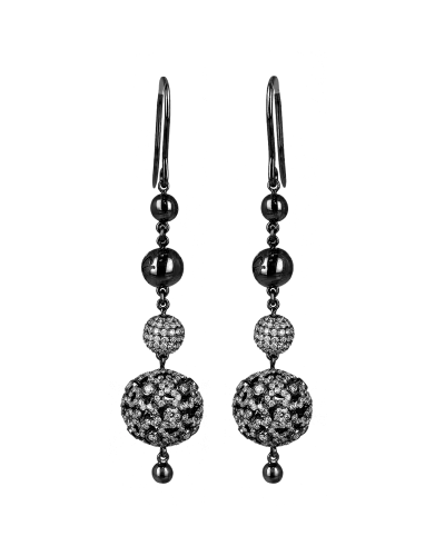 Lace Black Plated Diamond Ball Earrings