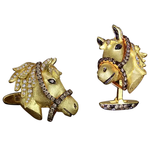 Two Tone Gold Horse Head Cufflinks