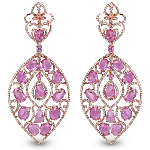 Rose Gold Sapphire Chandelier Earrings
