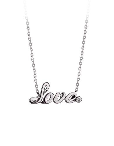 Smaller White Gold Plain Love Necklace