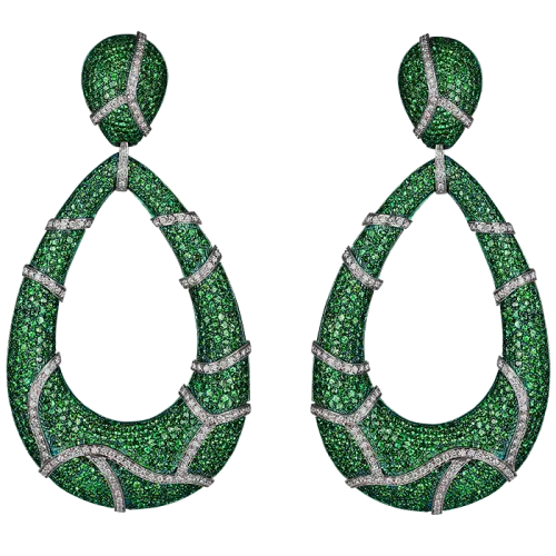 Tsavorite Diamond Drop Earrings