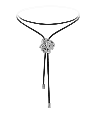 Zodiac Leo String Necklace White Gold Diamond