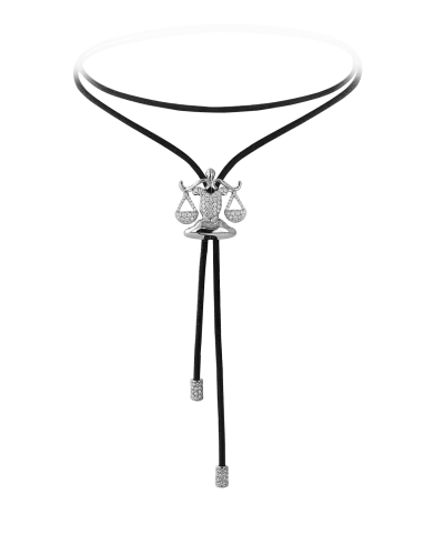 Zodiac Libra String Necklace White Gold Diamond