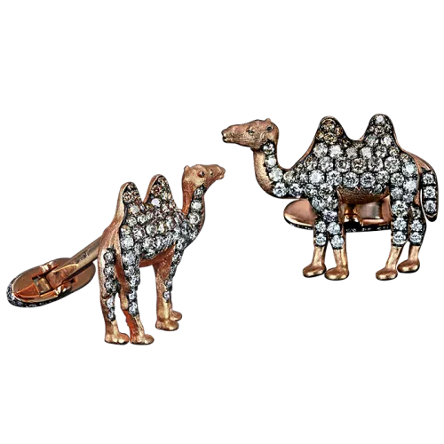 Rose Gold Multi-color Diamonds Camel Cufflinks
