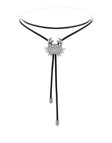 Zodiac Cancer String Necklace White Gold Diamond