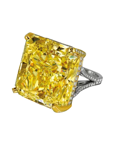 Fancy Vivid Yellow Radiant Cut Diamond Ring