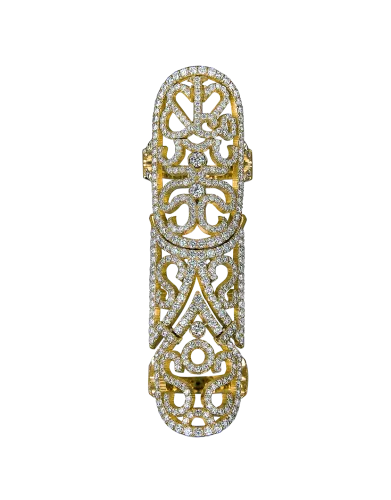 Lace Yellow Gold Diamond Lace Full Finger Ring