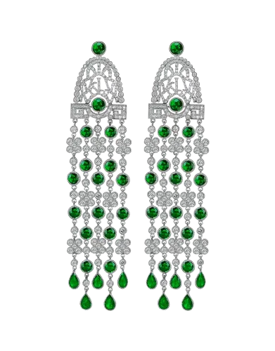 Jezebel Tsavorites and Diamond Earrings Long