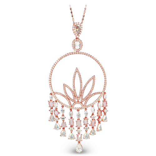 Diamond Sapphire Lotus Necklace